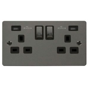 CLICK DEFINE BLACK NICKEL 2G SOCKET USB 4.2A FP
