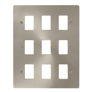 CLICK GRIDPRO DEFINE FRONTPLATES BRUSHED STAINLESS GRIDPRO 9-GANG DEFINE PLATE BRUSHED ST.