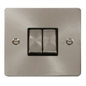 CLICK DEFINE BRUSHED STAINLESS FLAT PLATE INGOT 10A 2-GANG 2WAY SWITCH