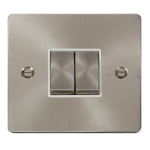 CLICK DEFINE BRUSHED STAINLESS FLAT PLATE INGOT 10A 2-GANG 2WAY SWITCH
