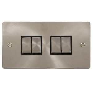 CLICK DEFINE BRUSHED STAINLESS FLAT PLATE INGOT 10A 4-GANG 2WAY SWITCH