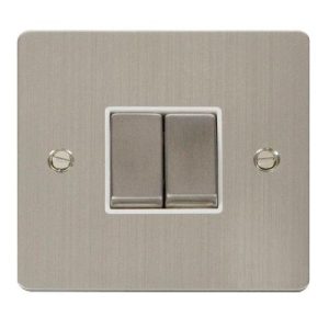 CLICK DEFINE STAINLESS STEEL FLAT PLATE INGOT 10A 2-GANG 2WAY SWITCH