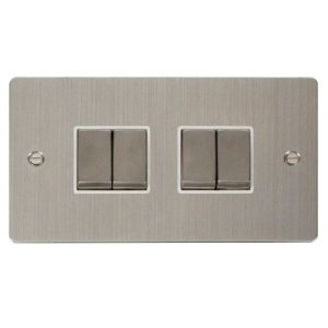 CLICK DEFINE STAINLESS STEEL FLAT PLATE INGOT 10A 4-GANG 2WAY SWITCH