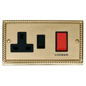 CLICK DECO GEORGIAN CAST BRASS 45A SWITCH + SOCKET