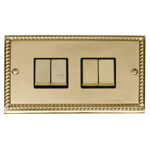 CLICK DECO GEORGIAN CAST BRASS GCBRASS 10A 4-GANG 2 WAY SWITCH