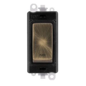 CLICK GRIDPRO ANTIQUE BRASS 20A DP SWITCH MODULE FAN (BLACK INS)