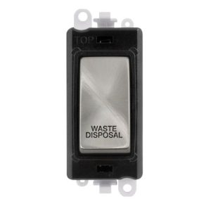 CLICK GRIDPRO SATIN CHROME 20A DP SWITCH MODULE "WASTE DISPOSAL" (BLACK INS)