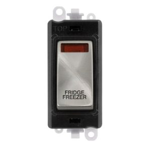 CLICK GRIDPRO SATIN CHROME 20A DP SWITCH MODULE "FRIDGE FREEZER" (BLACK INS)