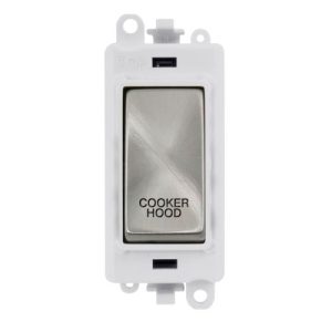 CLICK GRIDPRO SATIN CHROME 20A DP SWITCH MODULE "COOKER HOOD" (POLAR WHITE INS)