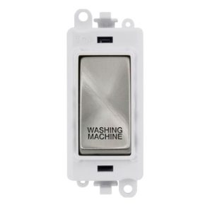 CLICK GRIDPRO SATIN CHROME 20A DP SWITCH MODULE "WASHING MACHINE" (POLAR WHITE INS)