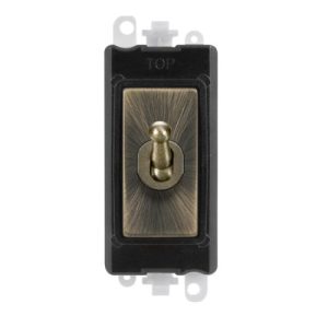 CLICK GRIDPRO MODULES 2 WAY 20AX TOGGLE SWITCH BLACK ANTIQUE BRASS