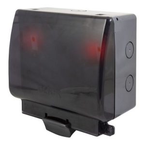 2 Gang 13A DP IP66 Weatherproof Outboard Switched Socket Unit With Neon (Semi-Transparent Lid)