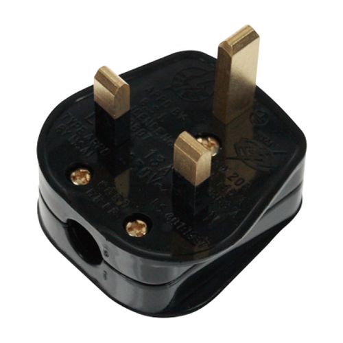 CLICK ESSENTIALS PLUGS UK RESILIANT 13A PLUG (3A) BLACK STANDAR