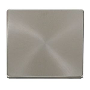 CLICK DEFINITY FRONT PLATE BRUSHED STAINLESS 1-GANG BLANK PLATE