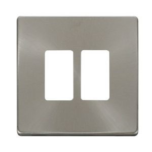CLICK GRIDPRO DEFINITY FRONTPLATES BRUSHED STAINLESS GRIDPRO 2-GANG DEFINITY PLATE BR. ST.