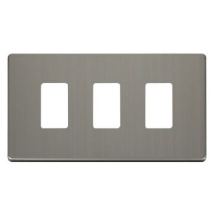 CLICK GRIDPRO DEFINITY FRONTPLATES STAINLESS STEEL GRIDPRO 3-GANG DEFINITY PLATE