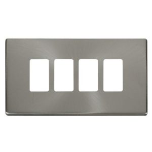 CLICK GRIDPRO DEFINITY FRONTPLATES BRUSHED STAINLESS GRIDPRO 4-GANG DEFINITY PLATE BR. ST.