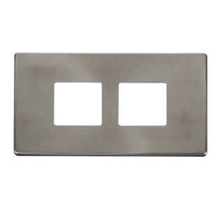 CLICK MINIGRID 6-GANG PLATES 2G PLATE (2X2) APERTURE  PLATE BRUSHED STAINLESS