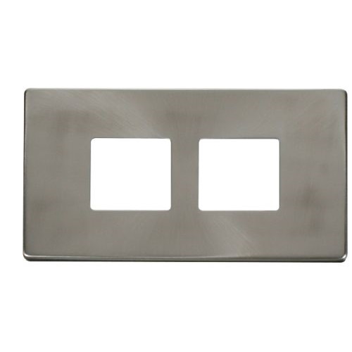 CLICK MINIGRID 6-GANG PLATES 2G PLATE (2X2) APERTURE PLATE BRUSHED STAINLESS