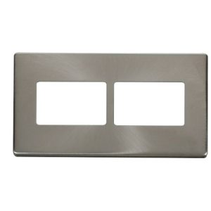 CLICK MINIGRID 6-GANG PLATES 2G PLATE (3X2) APERTURE  PLATE BRUSHED STAINLESS