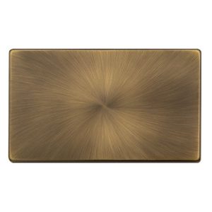 CLICK DEFINITY COMPLETE 2 GANG BLANK PLATE - ANTIQUE BRASS COVER PLATE