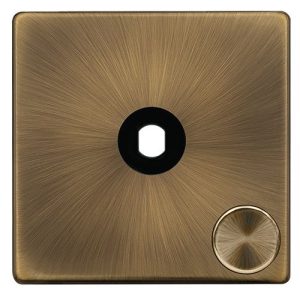 CLICK DEFINITY COMPLETE 1 GANG UNFURNISHED DIMMER PLATE & KNOBS - ANTIQUE BRASS