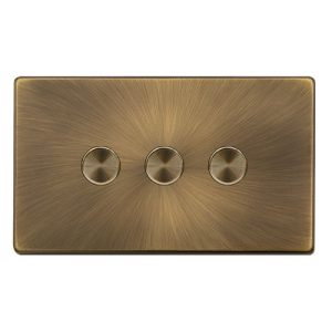 CLICK DEFINITY COMPLETE 3 GANG 2 WAY 100W DIMMER SWITCH - ANTIQUE BRASS