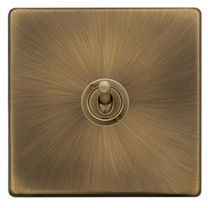 CLICK DEFINITY COMPLETE 10AX 1 GANG 2 WAY TOGGLE SWITCH - ANTIQUE BRASS