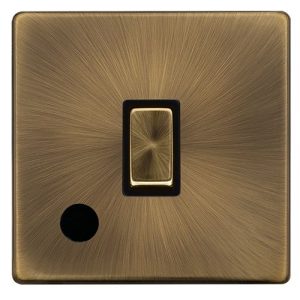 CLICK DEFINITY COMPLETE 20A INGOT DOUBLE POLE SWITCH WITH FLEX OUTLET - ANTIQUE BRASS COVER PLATE - BLACK INSERT