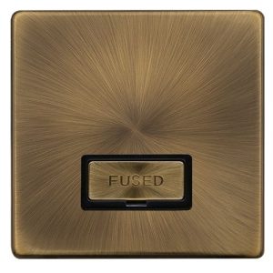 CLICK DEFINITY COMPLETE 13A INGOT FUSED CONNECTION UNIT - ANTIQUE BRASS COVER PLATE - BLACK INSERT