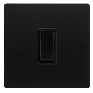 CLICK DEFINITY COMPLETE 10AX INGOT 1 GANG 2 WAY SWITCH - MATT BLACK COVER PLATE - BLACK INSERT