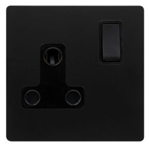 CLICK DEFINITY COMPLETE 15A ROUND PIN SWITCHED SOCKET - MATT BLACK COVER PLATE - BLACK INSERT