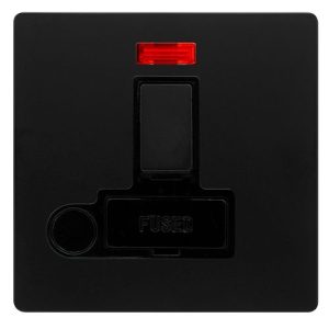 CLICK DEFINITY COMPLETE 13A SWITCHED FUSED CONNECTION UNIT WITH NEON & OPTIONAL FLEX OUTLET - MATT BLACK COVER PLATE - BLACK INSERT