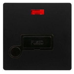 CLICK DEFINITY COMPLETE 13A FUSED CONNECTION UNIT WITH NEON & OPTIONAL FLEX OUTLET - MATT BLACK COVER PLATE - BLACK INSERT