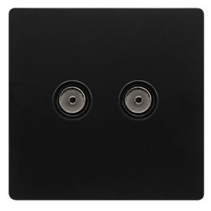 CLICK DEFINITY COMPLETE TWIN NON-ISOLATED COAXIAL OUTLET -  MATT BLACK COVER PLATE - BLACK INSERT