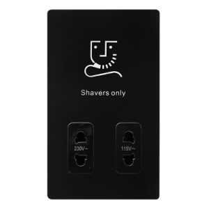 CLICK DEFINITY COMPLETE 115/230V DUAL VOLTAGE SHAVER SOCKET - MATT BLACK COVER PLATE - BLACK INSERT