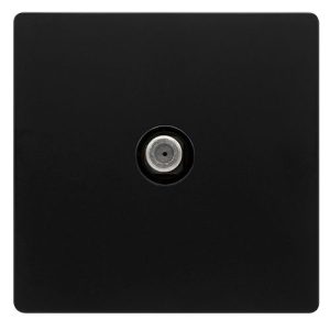 CLICK DEFINITY COMPLETE NON-ISOLATED SINGLE SATELLITE OUTLET -  MATT BLACK COVER PLATE - BLACK INSERT