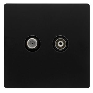 CLICK DEFINITY COMPLETE ISOLATED SATELLITE & ISOLATED COAXIAL OUTLET - MATT BLACK COVER PLATE - BLACK INSERT