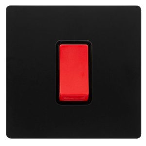 CLICK DEFINITY COMPLETE 50A 1 GANG DOUBLE POLE SWITCH -  MATT BLACK COVER PLATE - BLACK INSERT