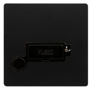 CLICK DEFINITY COMPLETE 13A LOCKABLE CONNECTION UNIT WITH OPTIONAL FLEX OUTLET - MATT BLACK COVER PLATE - BLACK INSERT