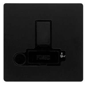 CLICK DEFINITY COMPLETE 13A SWITCHED LOCKABLE CONNECTION UNIT WITH OPTIONAL FLEX OUTLET - MATT BLACK COVER PLATE - BLACK INSERT
