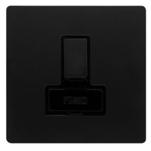 CLICK DEFINITY COMPLETE 13A SWITCHED FUSED CONNECTION UNIT - MATT BLACK COVER PLATE - BLACK INSERT