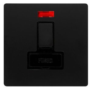 CLICK DEFINITY COMPLETE 13A SWITCHED FUSED CONNECTION UNIT WITH NEON - MATT BLACK COVER PLATE - BLACK INSERT
