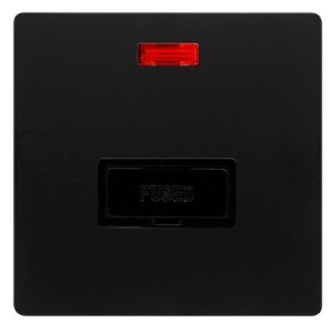 CLICK DEFINITY COMPLETE 13A FUSED CONNECTION UNIT WITH NEON - MATT BLACK COVER PLATE - BLACK INSERT