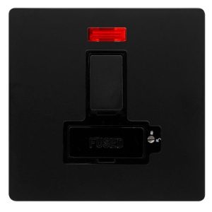 CLICK DEFINITY COMPLETE 13A LOCKABLE  SWITCHED FUSED CONNECTION UNIT WITH NEON - MATT BLACK COVER PLATE - BLACK INSERT