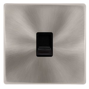 CLICK DEFINITY COMPLETE SINGLE TELEPHONE MASTER OUTLET - BRUSHED STEEL COVER PLATE - BLACK INSERT