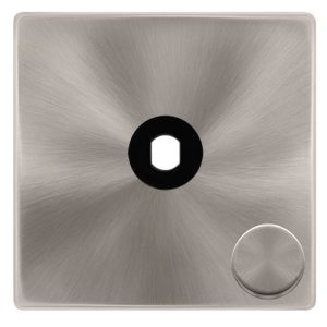 CLICK DEFINITY COMPLETE 1 GANG UNFURNISHED DIMMER PLATE & KNOBS - BRUSHED STEEL