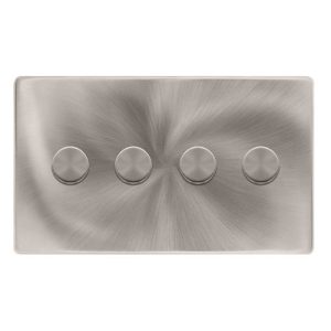 CLICK DEFINITY COMPLETE 4 GANG 2 WAY 100W DIMMER SWITCH - BRUSHED STEEL