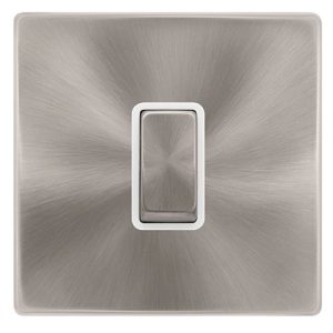 CLICK DEFINITY COMPLETE 10AX INGOT 1 GANG 2 WAY SWITCH - BRUSHED STEEL COVER PLATE - POLAR INSERT