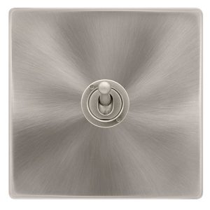 CLICK DEFINITY COMPLETE 10AX 1 GANG 2 WAY TOGGLE SWITCH - BRUSHED STEEL